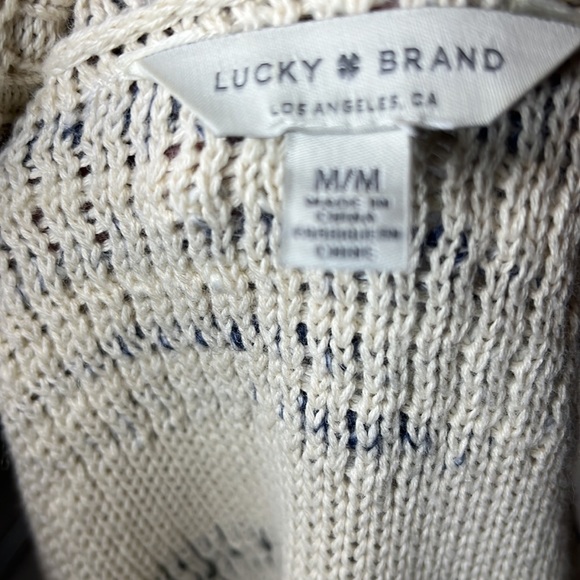Lucky Brand cardigan sweater. Cream, gray,blue. Size Medium, Excellent Pre-loved - Picture 6 of 6